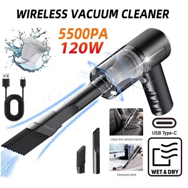3-in-1 Portable Vacuum Cleaner – Wireless High-Power Suction | Air Duster, Blower & Vacuum in One | Ideal for Home, Car & Laptop Cleaning