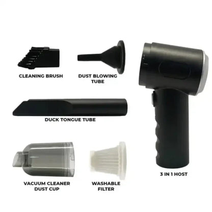3-in-1 Portable Vacuum Cleaner – Wireless High-Power Suction | Air Duster, Blower & Vacuum in One | Ideal for Home, Car & Laptop Cleaning