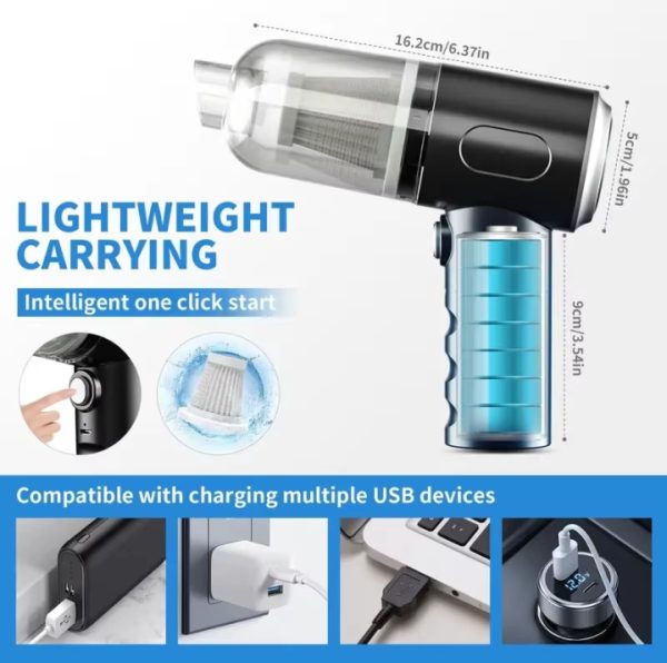 3-in-1 Portable Vacuum Cleaner – Wireless High-Power Suction | Air Duster, Blower & Vacuum in One | Ideal for Home, Car & Laptop Cleaning