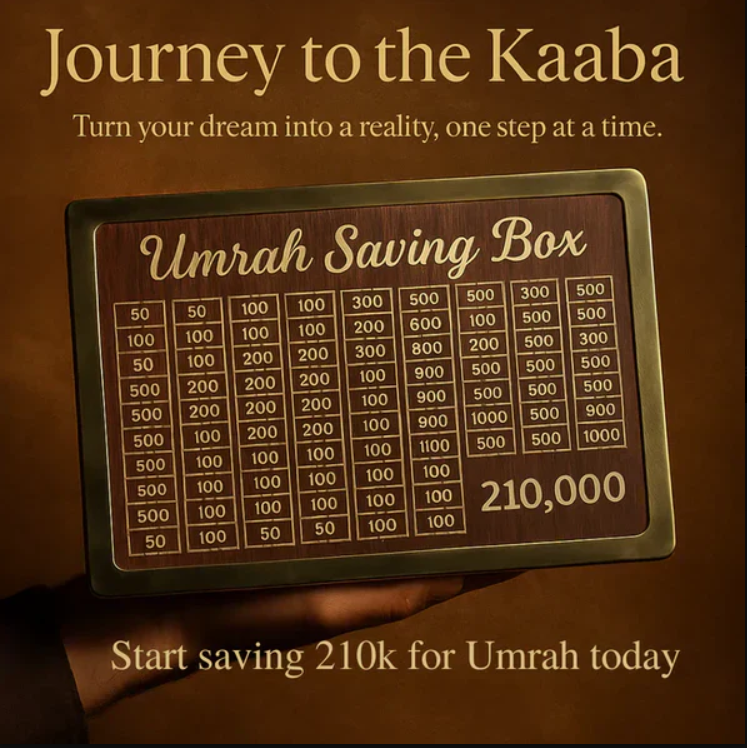 🕋 Umrah Saving Box | Premium Quality – Save Up to 210,000 PKR
