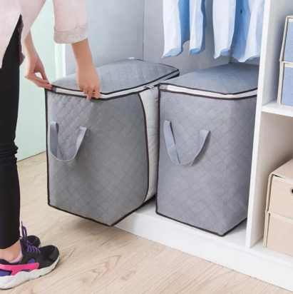 Foldable Large Storage Bag – Clothes, Bedding & Blanket Organizer with Double Zipper (Pack of 1–4)