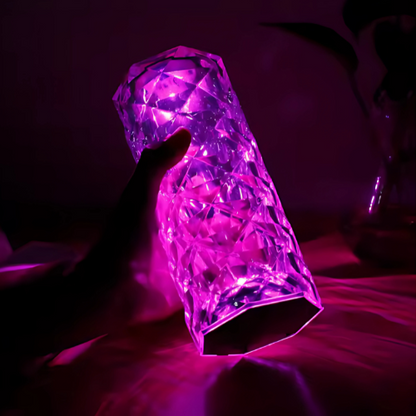 16-Color Diamond Rose Crystal Touch Lamp – USB Rechargeable Bedside Table Lamp with Remote