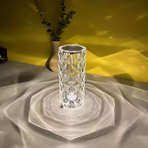 16-Color Diamond Rose Crystal Touch Lamp – USB Rechargeable Bedside Table Lamp with Remote