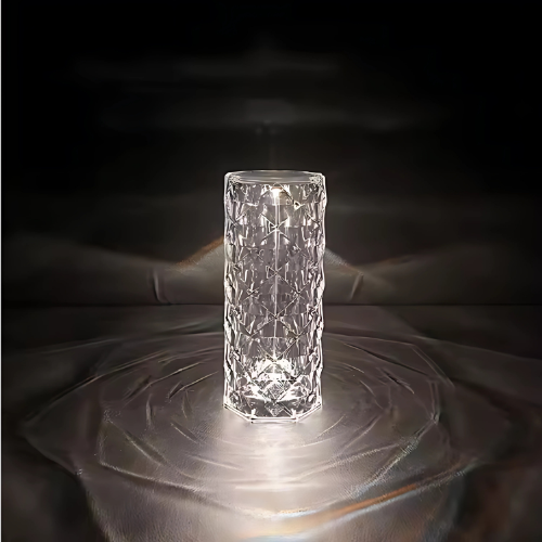 16-Color Diamond Rose Crystal Touch Lamp – USB Rechargeable Bedside Table Lamp with Remote