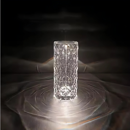 16-Color Diamond Rose Crystal Touch Lamp – USB Rechargeable Bedside Table Lamp with Remote